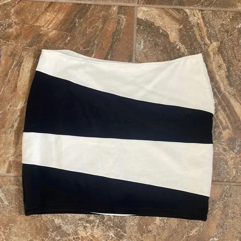 Black & White Color Block Skirt